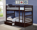 B110E Espresso Twin Over Twin Bunk Bed with Storage Drawers – Space-Saving Kids Bunk Bed