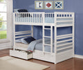 B110W White Twin Over Twin Bunk Bed with Storage Drawers – Space-Saving Kids Bunk Bed