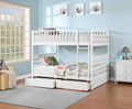 B115W White Double Over Double Bunk Bed with Storage Drawers – Full-Size Family Bunk Bed