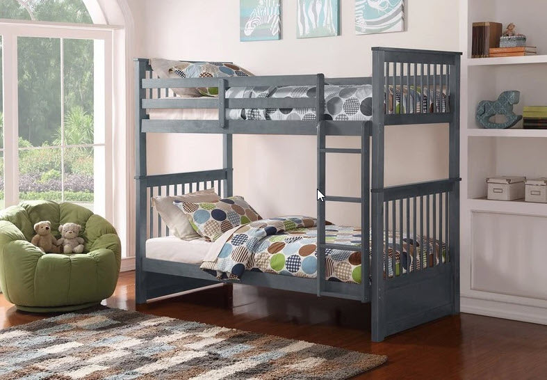 B121 Shaker Single Over Single Wood Bunk Bed – Espresso, Grey, Honey or White