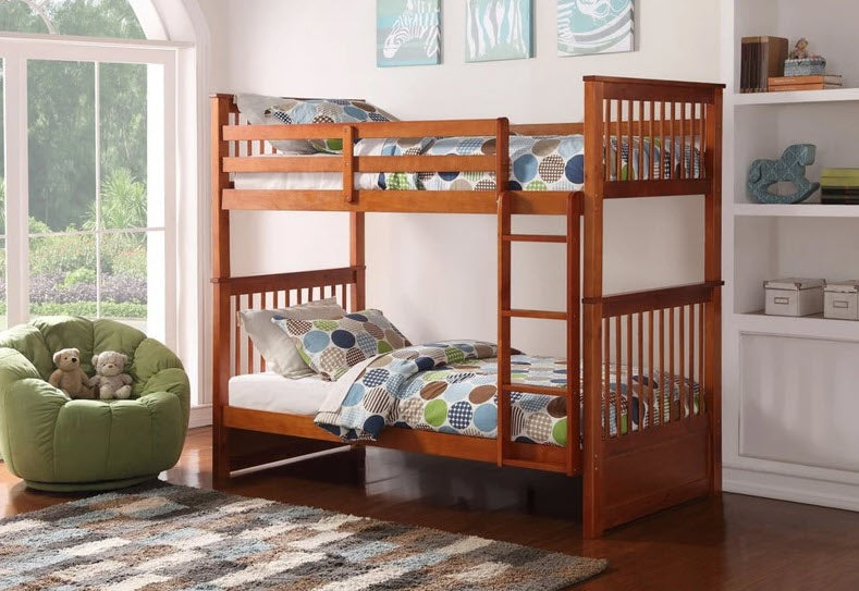 B121 Shaker Single Over Single Wood Bunk Bed – Espresso, Grey, Honey or White