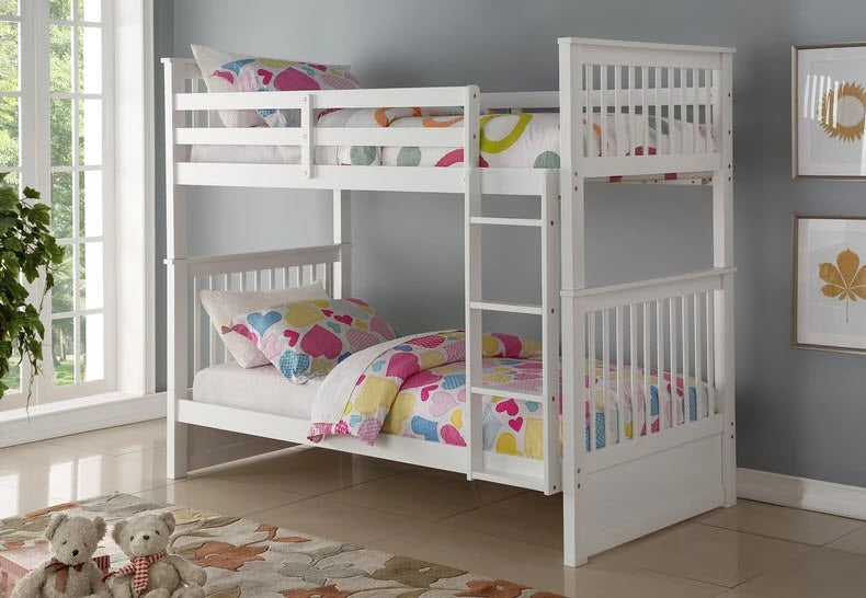 B121 Shaker Single Over Single Wood Bunk Bed – Espresso, Grey, Honey or White