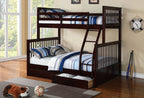 B122 Shaker Single/Double Wood Bunk Bed – Espresso, Grey, Honey or White