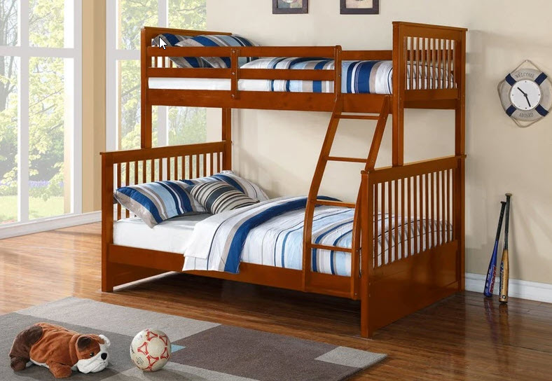 B122 Shaker Single/Double Wood Bunk Bed – Espresso, Grey, Honey or White