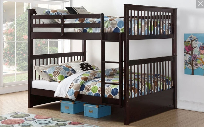 B123 Shaker Double/Double Bunk Bed – Espresso, Grey or White