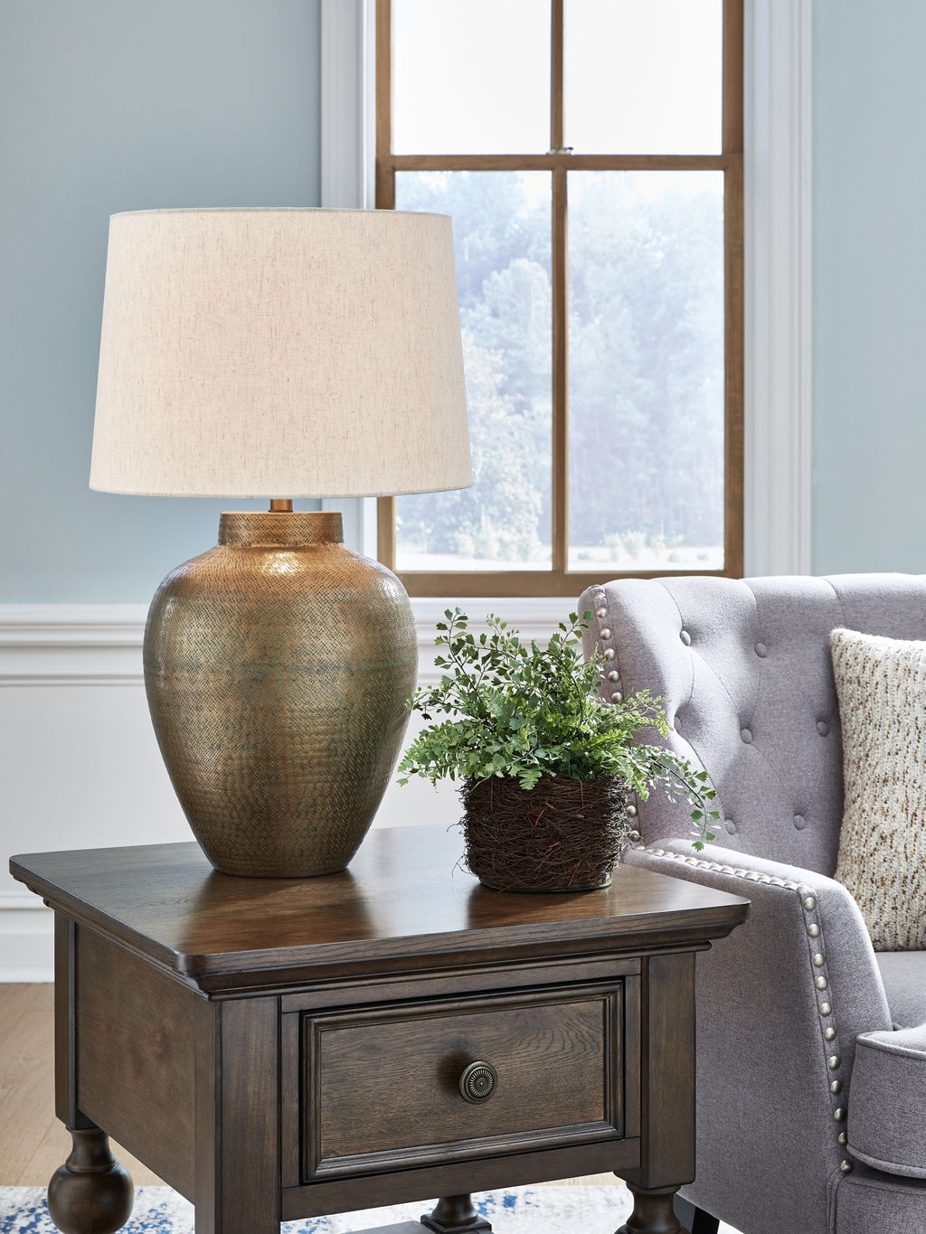 Madney - Metal Table Lamp - Antique Gold Finish