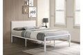 142W White Metal WIth Upholstered Platform Bed