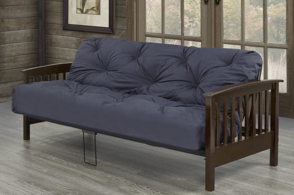 Wood Arm Metal Futon Sofa Bed
