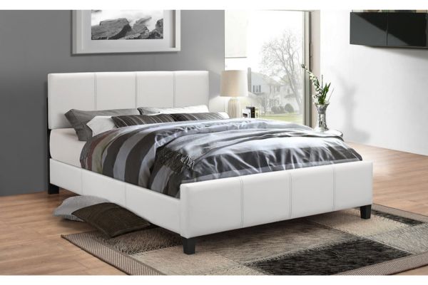 174 White PU Upholstered Platform Bed