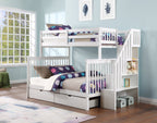 B1852 Single/Double Wood Bunk Bed with Storage Staircase