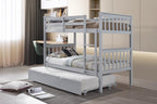 Solid Pine Single Over Single Convertible Bunk Bed – White, Slate or Grey