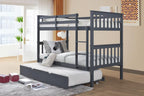 Solid Pine Single Over Single Convertible Bunk Bed – White, Slate or Grey