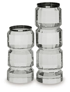 Brentley - Candle Holder Set (Set of 2) - Clear / Silver Finish
