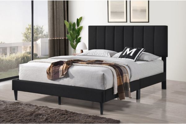 T2107B Black Upholstered Platform Bed