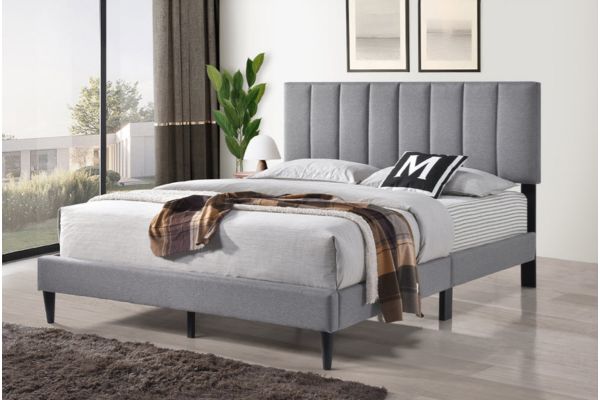 T2107G Grey Upholstered Platform Bed
