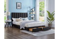 Titus T2120B Black Leatherette Storage Platform Bed with Footboard Drawers