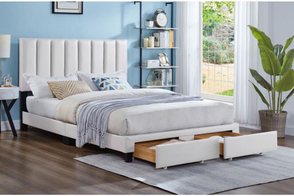 T2120W White Storage Platform Bed