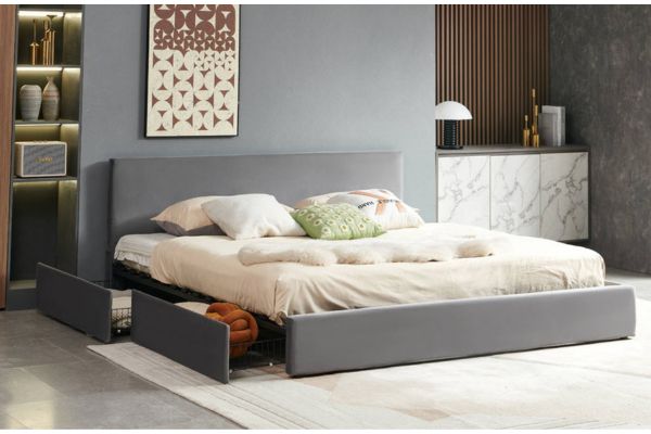 T2128G Grey Storage Platform Bed