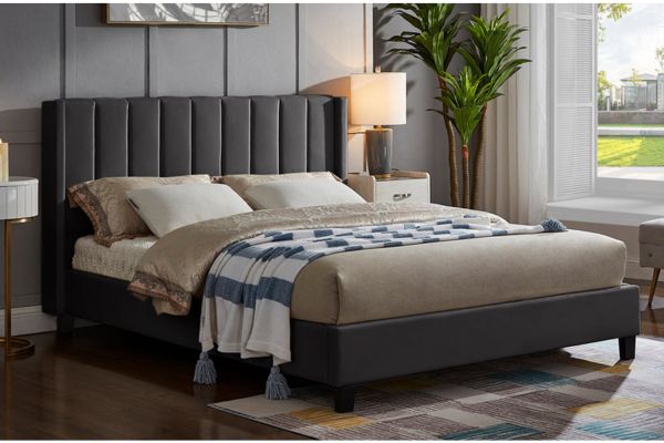 T2190C Charcoal Upholstered Platform Bed