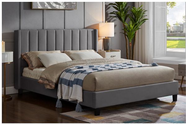 T2190G Grey Upholstered Platform Bed