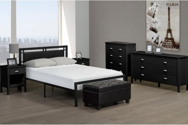 T2201B Black Metal Platform Bed