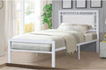 T2201W White Metal Platform Bed