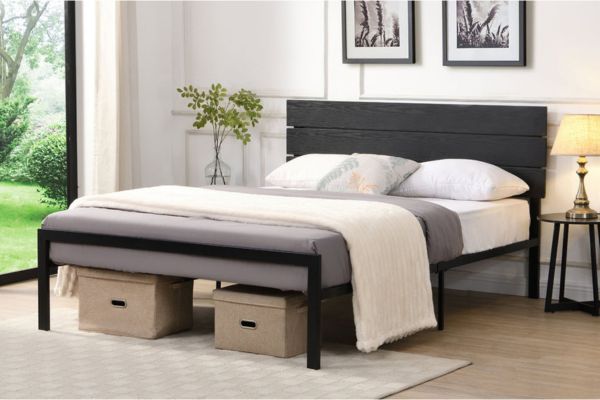 T2205B Black Metal Platform Bed