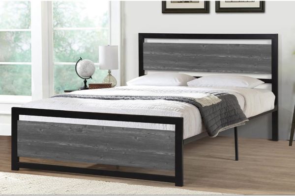 T2233 Black/Grey Metal Platform Bed