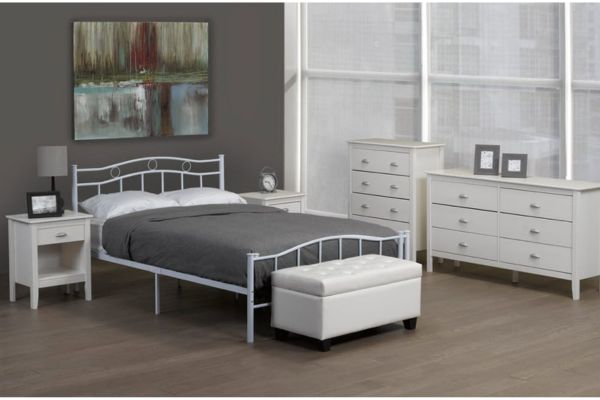 T2300 White Metal Platform Bed