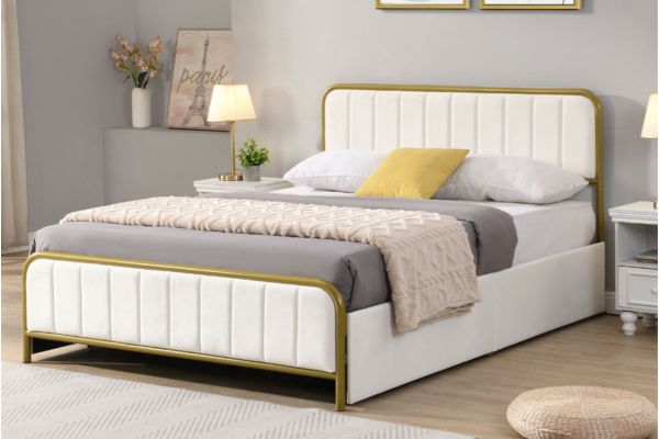 T2334W White Upholstered Platform Bed