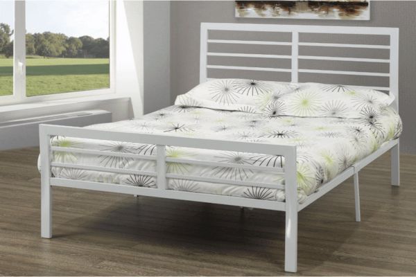 T2336W White Metal Platform Bed
