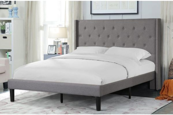 T2352G Grey Upholstered Platform Bed