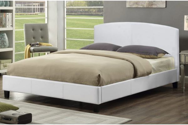 T2350W White Upholstered Platform Bed