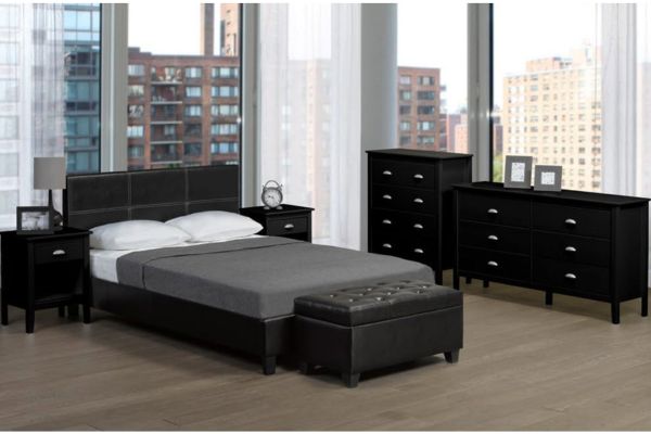 T2358B Black Upholstered Platform Bed
