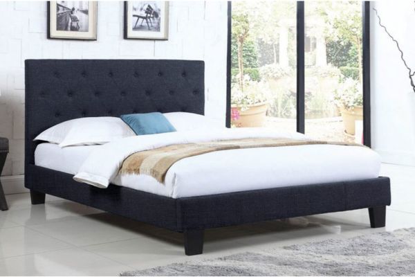T2366B Blue Upholstered Platform Bed