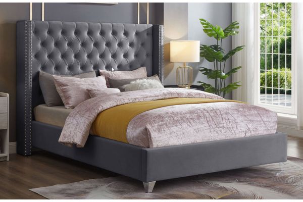 T2380G Grey Upholstered Platform Bed