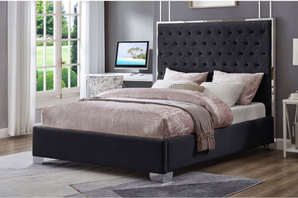 T2385BK Black Upholstered Platform Bed