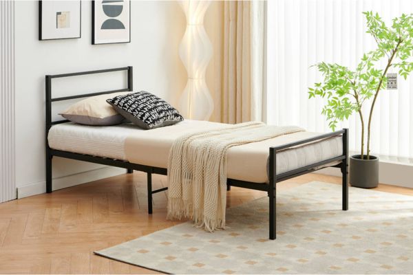 T2412 Black Metal Platform Bed