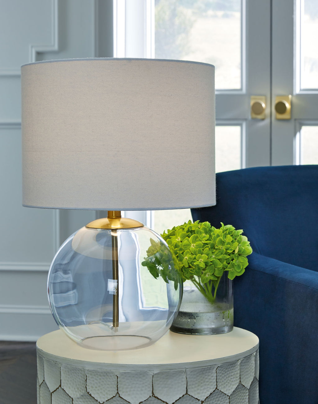 Samder - Glass Table Lamp  - White