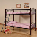 T2910 Wood & Metal Twin Over Twin Bunk Bed – Industrial Style Space-Saving Bunk Bed
