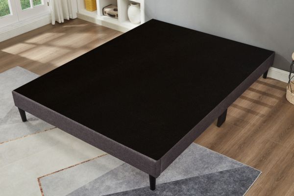 Titus T2430 Grey Linen-Trim Low-Profile Platform Bed