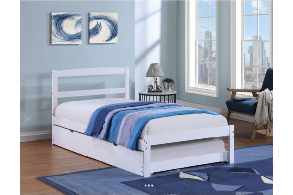 IFDC IF-416-W White Wood Platform Bed - Single or Double
