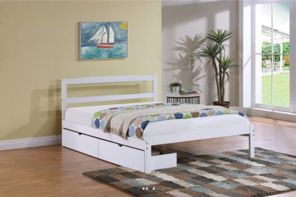 IFDC IF-416-W White Wood Platform Bed - Single or Double