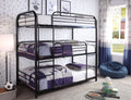 B503 Black Triple Bunk Bed – Single Over Single Over Single Space-Saving Bed