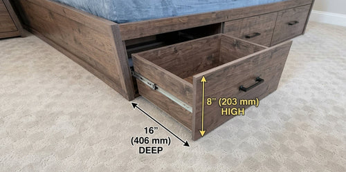 5060 Canadian-Made Storage Platform Bed with Panal Headboard & 6 Drawers