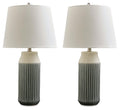 Afener - Ceramic Table Lamp (Set of 2) - Blue / Beige