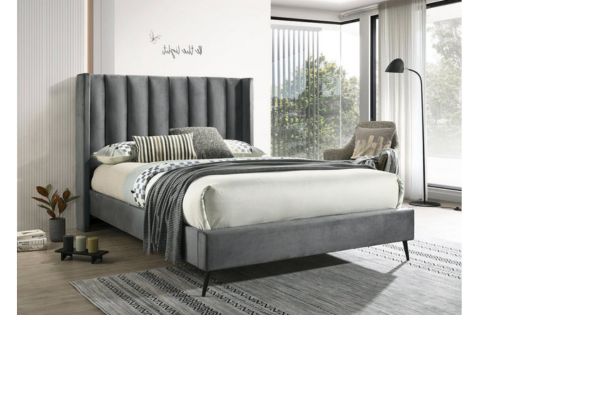 5230 Grey Upholstered Platform Bed