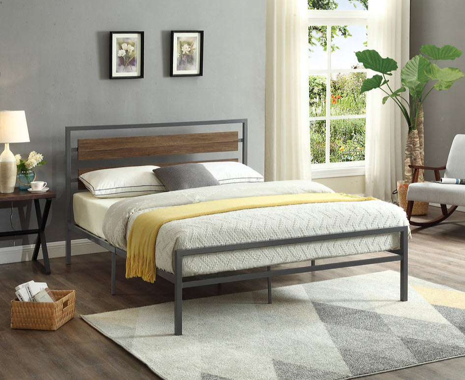 5250 Wood and Metal Platform Bed