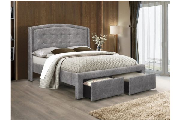 5285 Grey Upholstered Platform Bed