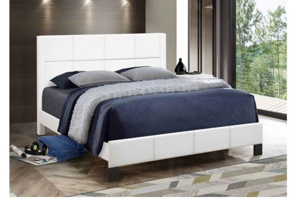 5351 White PU Upholstered Platform Bed